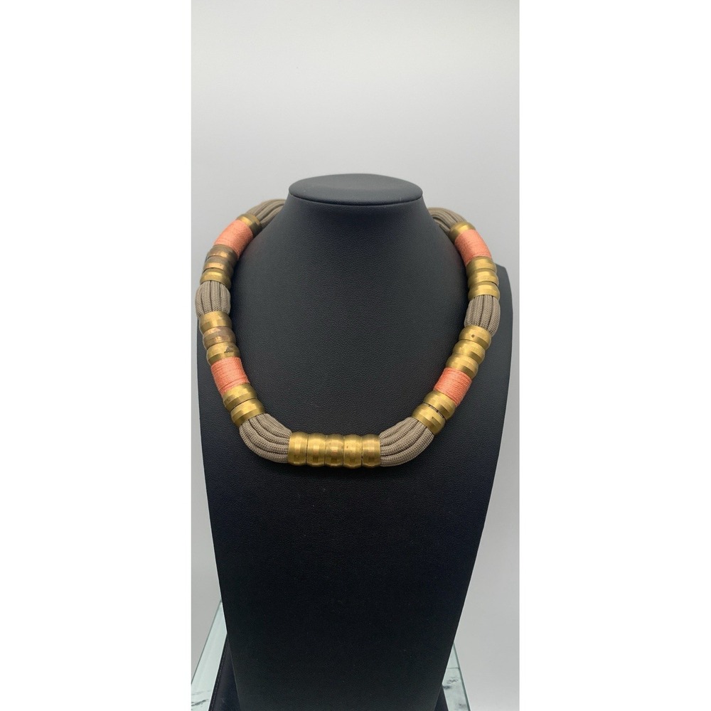 Holst + Lee Neutral Color Block Matte Gold Tone Magnetic Clasp Choker Necklace